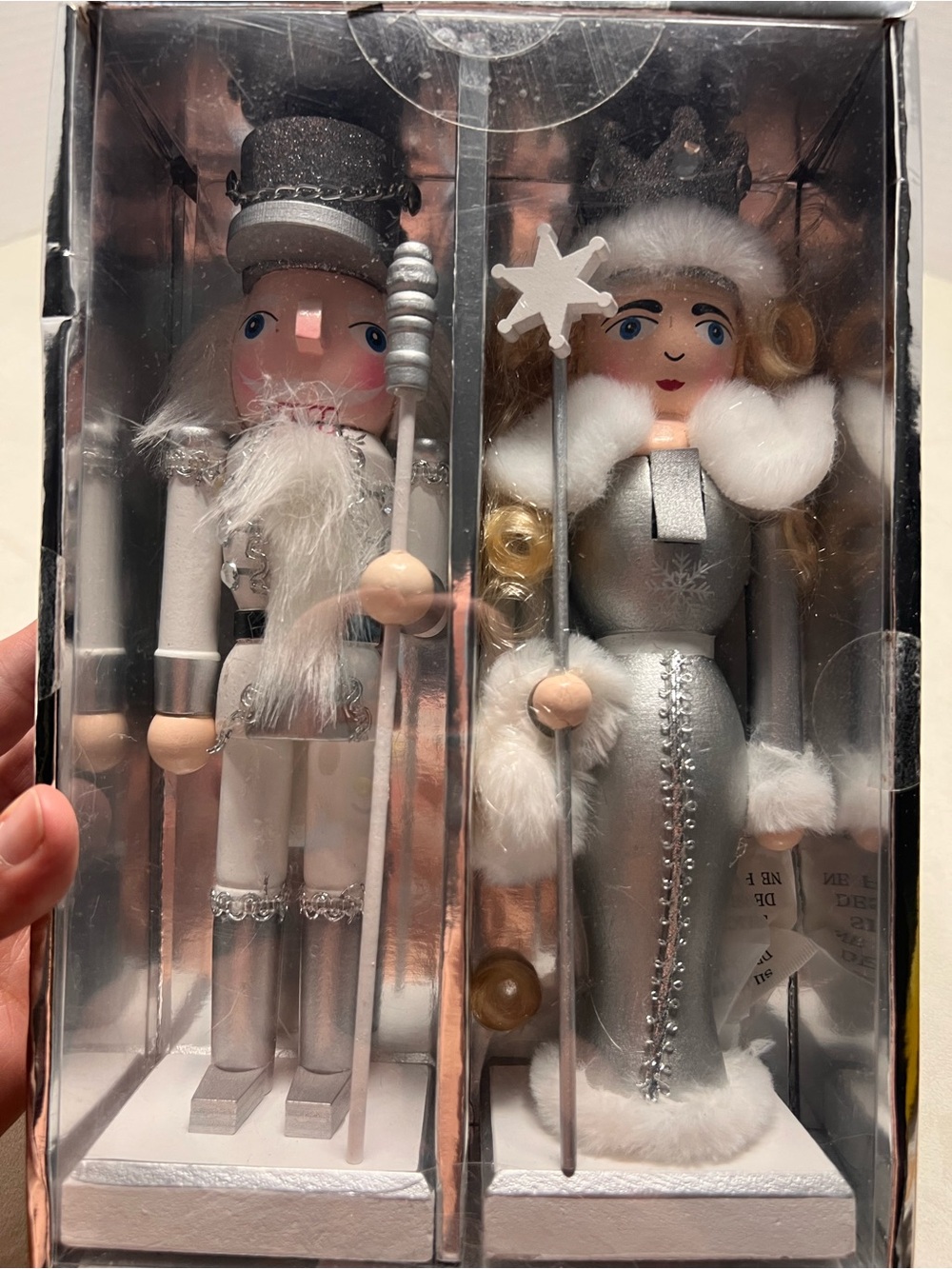 Silver & White Nutcracker and Snow Queen Holiday Figurine Set